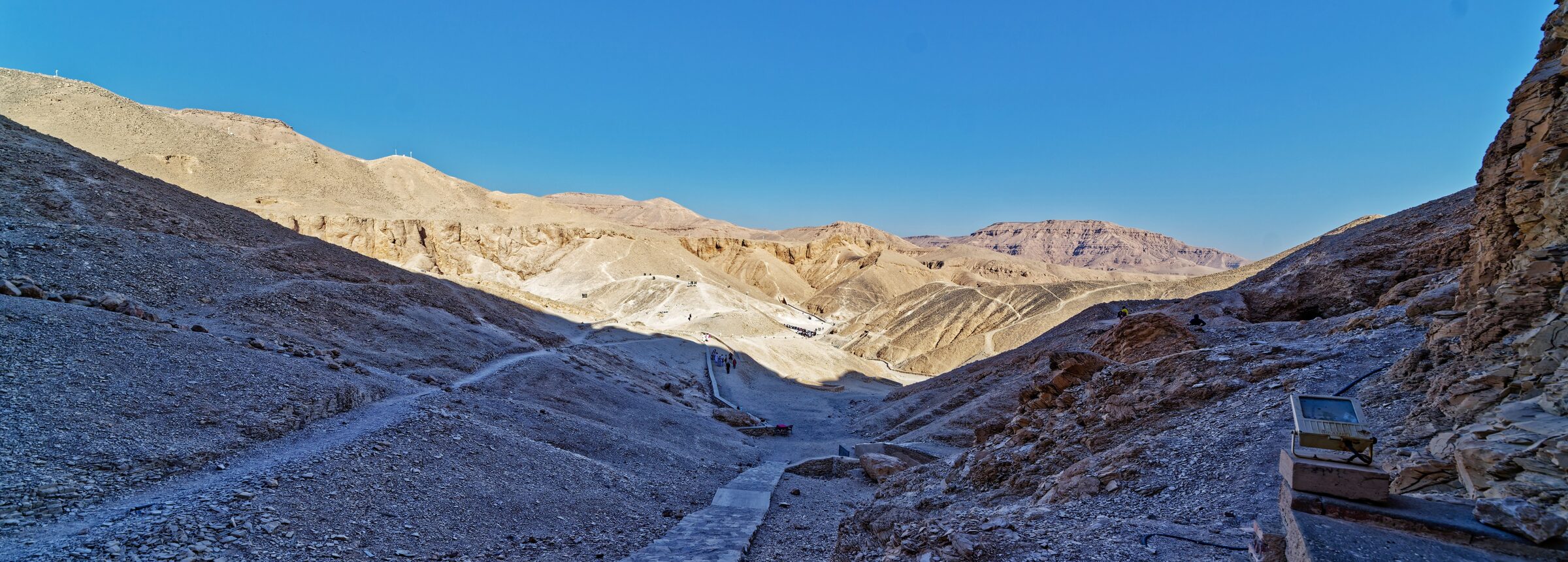 The sun-bleached approach to the Valley of the Kings
