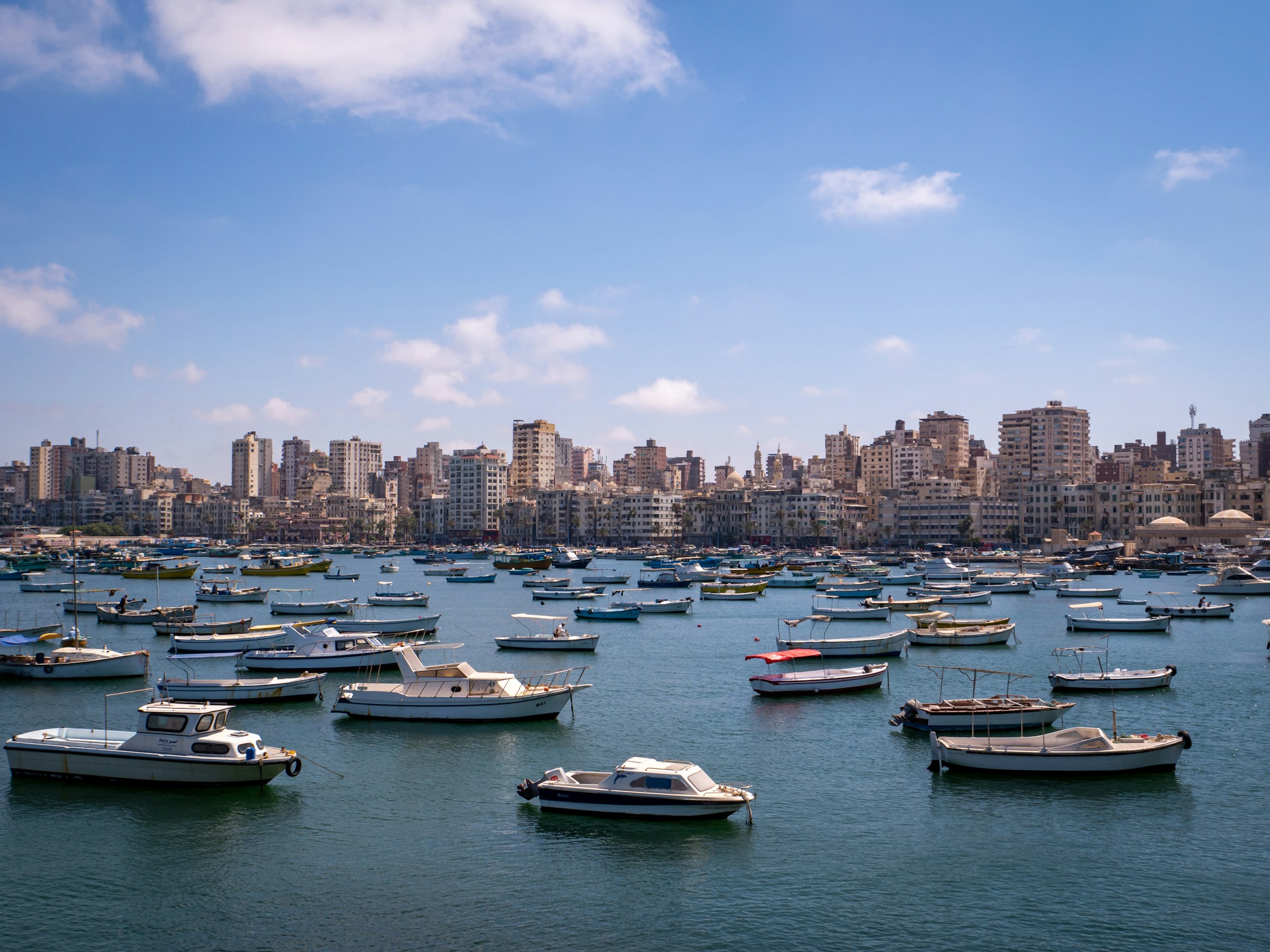 Fishing boats moored in the Alexandria harbour